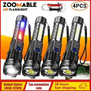 4PACK Rechargeable LED Flashlight